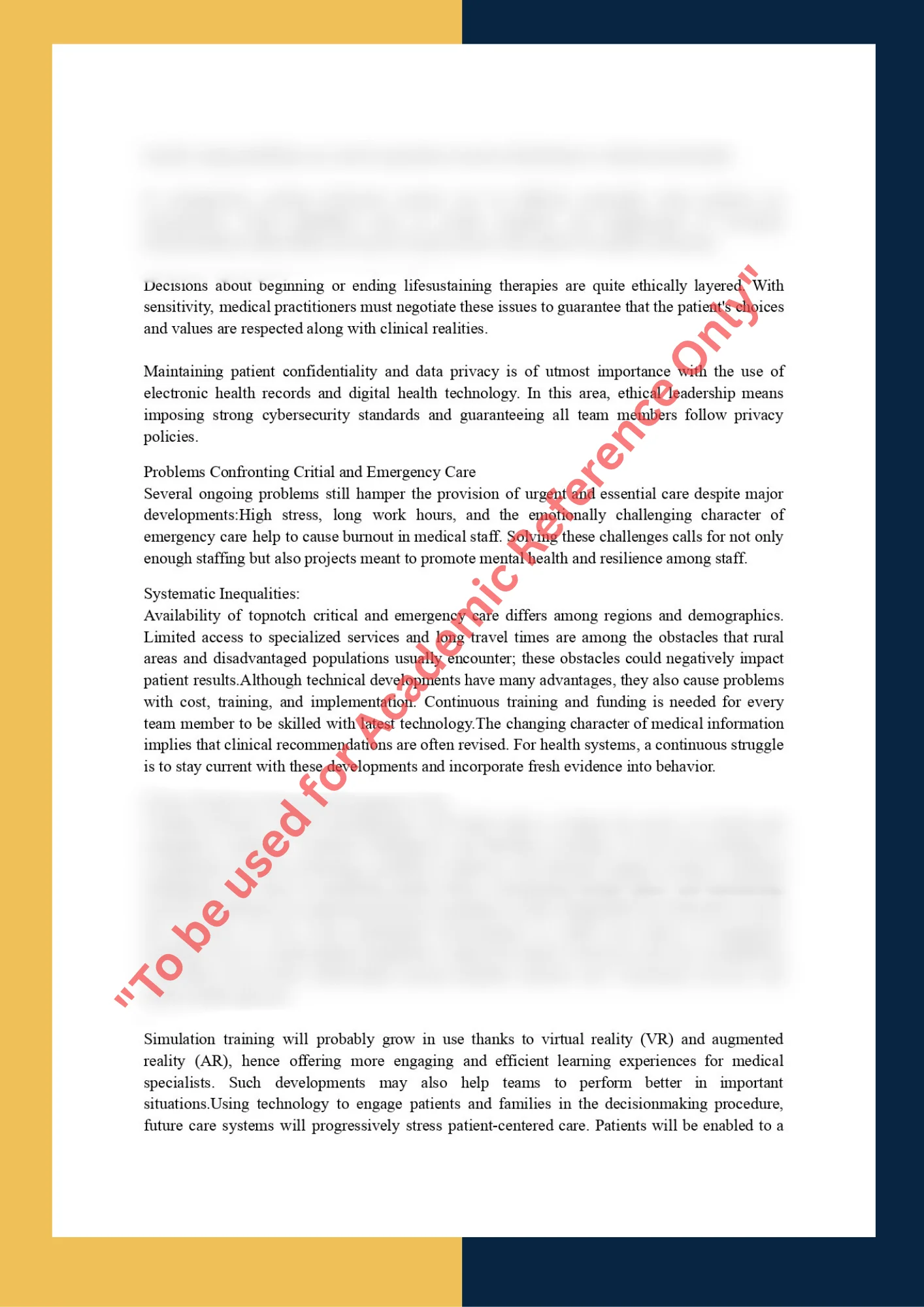 Assignment Sample On NURS 720 – Critical Care Nursing and Emergency Medicine 2